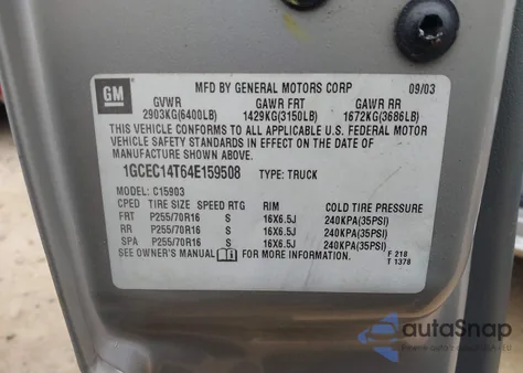 2004 Chevrolet Silverado 1500 z USA, uszkodzony, nr VIN 1GCEC14T64E159508